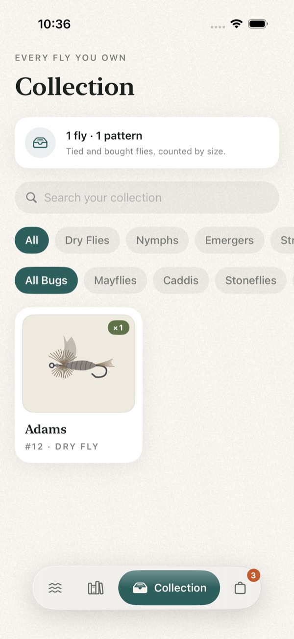 Your collection, kept by pattern, hook size, and colorway