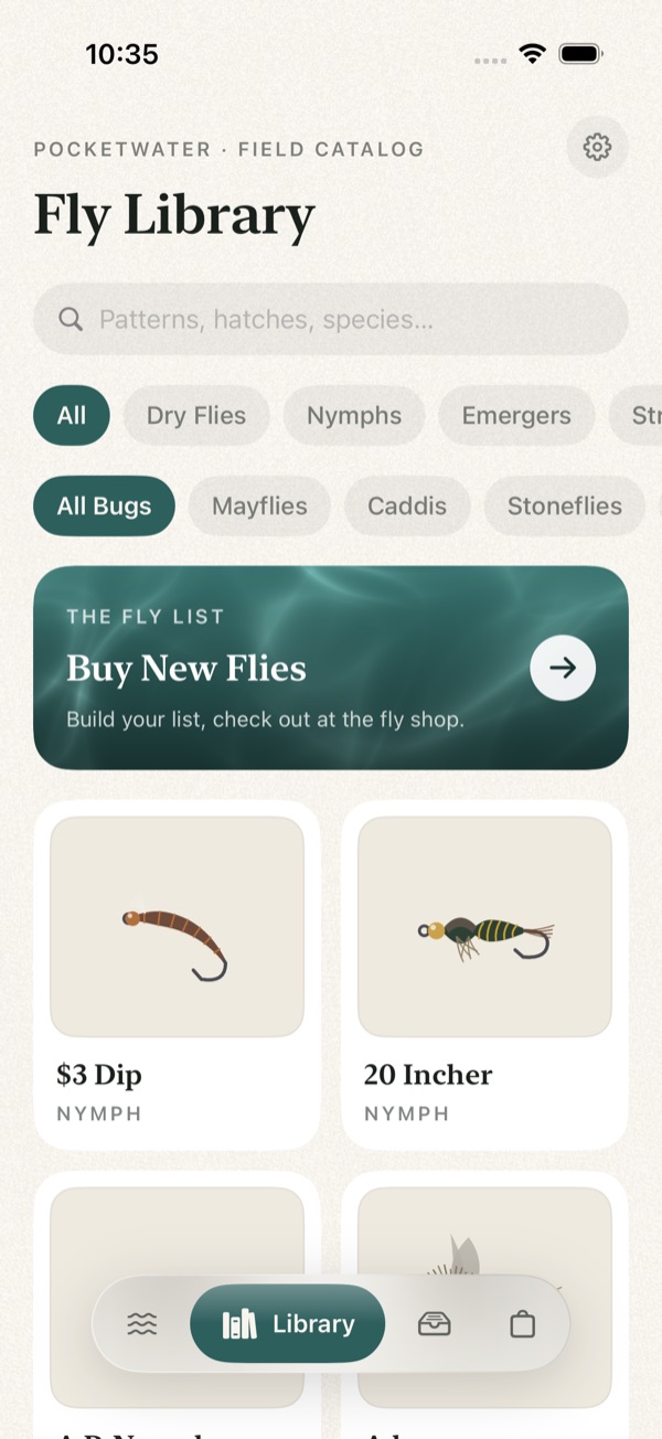 The Fly Library: hundreds of patterns with hand-drawn artwork